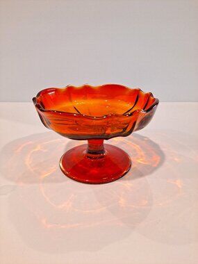 Vintage 3" orange pedestal bowl compote